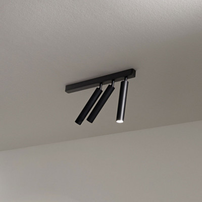 Perenz - Bambù - Faretto da soffitto a led con struttura in metallo e 3 diffusori orientabili - Colore: Nero - 3 Lampadine - Led Integrato - 30W - Lumen 3185 - Gradi Kelvin 3000k Luce Calda - IP20 - SKU: 8244NLC