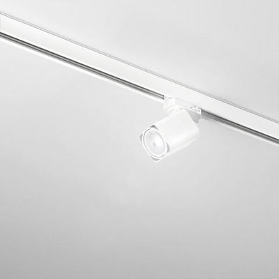 Perenz - Binario - Faretto per sistema binario con struttura in metallo e diffusore orientabile - Colore: Bianco - 1 Lampadina - GU10 - 35W - SKU: 6887B
