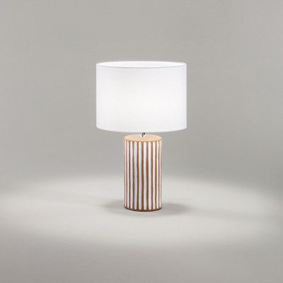 Perenz - Tribale - Lamapada da tavolo in ceramica con paralume in tessuto design moderno - Colore: Marrone - 1 Lampadina - E27 - 60W - IP20 - SKU: 8288E