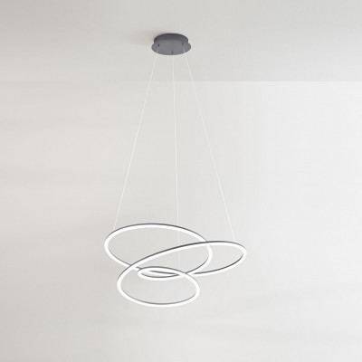 Perenz - Spira - Lampada a sospensione a led con struttura in metallo e diffusore a spirale - Colore: Grigio - 1 Lampadina - Led Integrato - 96W - Lumen 5500 - Gradi Kelvin 3000k Luce Calda - IP20 - SKU: 8150GMLC