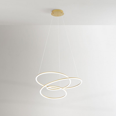 Perenz - Spira - Lampada a sospensione a led con struttura in metallo e diffusore a spirale - 1 Lampadina Led Integrato 96W - Lumen 5500 - Gradi Kelvin 3000k Luce Calda - IP20 - SKU: 8150