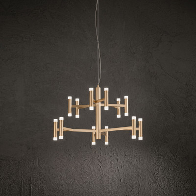 Perenz - Candles - Lampada a sospensione a led struttura in metallo e diffusori in acrilico - Colore: Oro - 12 Lampadine - Led Integrato - 68W - Lumen 4690 - Gradi Kelvin 3000k Luce Calda - IP20 - SKU: 8268ORLC