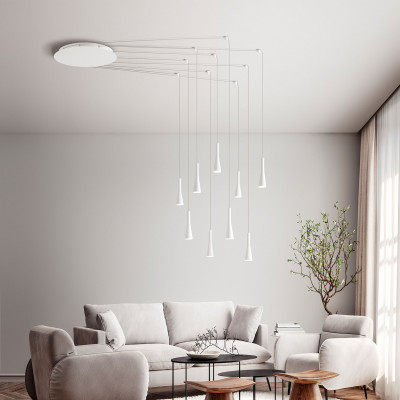 Perenz - Cone - Lampada a sospensione a ragno struttura in metallo e 9 diffusori a led - 9 Lampadine Led Integrato 63W - Lumen 3600 - Gradi Kelvin 3000k Luce Calda - IP20 - SKU: 8210