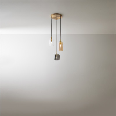 Perenz - Coro - Lampada a sospensione con 3 diffusori in vetro dal design moderno ed elegante - 3 Lampadine E14 40W - IP20 - SKU: 6936MC