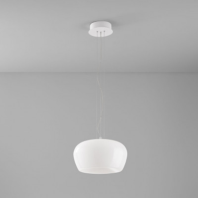 Perenz - Kave - Lampada a sospensione a led con struttura in metallo e diffusore in vetro - Colore: Bianco - 1 Lampadina - Led Integrato - 20W - Lumen 1600 - Gradi Kelvin 3000k Luce Calda - IP20 - SKU: 8530BLC