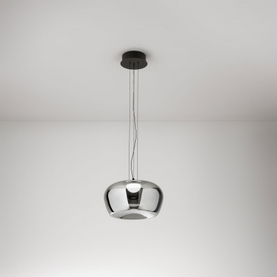 Perenz - Kave - Lampada a sospensione a led con struttura in metallo e diffusore in vetro - Colore: Cromato - 1 Lampadina - Led Integrato - 20W - Lumen 1600 - Gradi Kelvin 3000k Luce Calda - IP20 - SKU: 8530SPLC