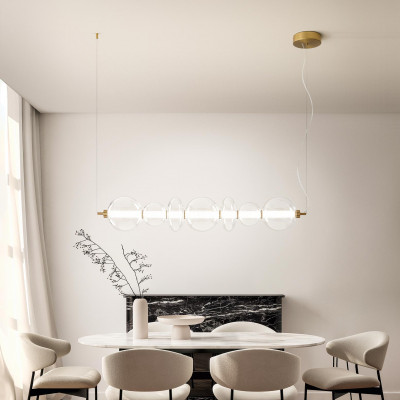 Perenz - Bubbles - Lampada a sospensione grande a led con struttura in metallo diffusore in vetro - Colore: Oro - 1 Lampadina Led Integrato 50W - Lumen 4250 - Gradi Kelvin 3000k Luce Calda - IP20 - SKU: 8164TRLC