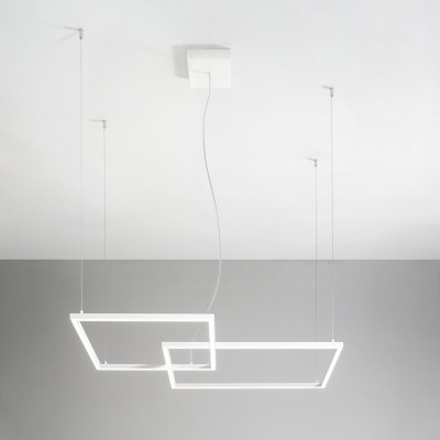 Perenz - Cross - Lampada a sospensione led in metallo e diffusore in acrilico dal design moderno - Colore: Bianco - 1 Lampadina - Led Integrato - 64W - Lumen 4800 - Gradi Kelvin 3000k-4000k-6000k - IP20 - SKU: 6593BCTD