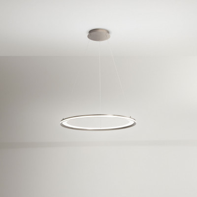 Perenz - Edge - Lampada a sospensione media a led con struttura in metallo rotonda - Colore: Grigio - 1 Lampadina - Led Integrato - 86W - Lumen 6020 - Gradi Kelvin 3000k Luce Calda - IP20 - SKU: 8202GRLC