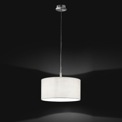 Perenz - Round Hotel - Lampada a sospensione moderna piccola cromo spazzolato con paralume in tessuto - 1 Lampadina E27 40W - IP20 - SKU: 6166