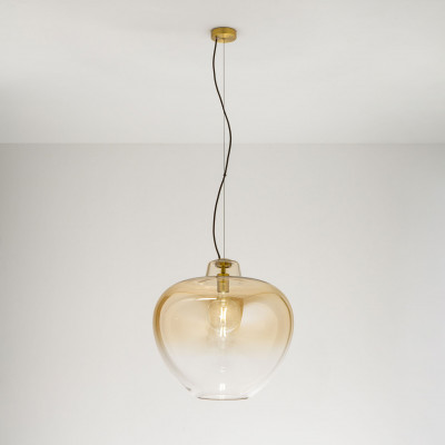 Perenz - Bowl - Lampada a sospensione moderna singola struttura in metallo diffusore in vetro - Colore: Ambra - 1 Lampadina - E27 - 60W - IP20 - SKU: 6667AM