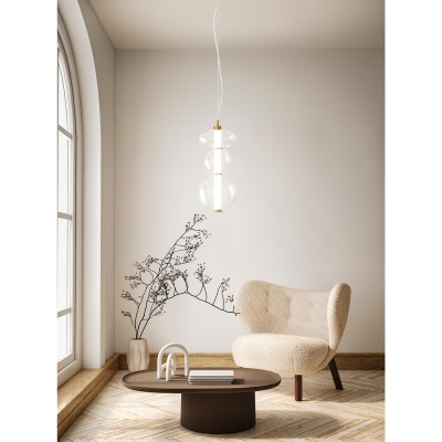Perenz - Bubbles - Lampada a sospensione piccola a led con struttura in metallo diffusore in vetro - Colore: Oro - 1 Lampadina Led Integrato 24W - Lumen 1920 - Gradi Kelvin 3000k Luce Calda - IP20 - SKU: 8162TRLC