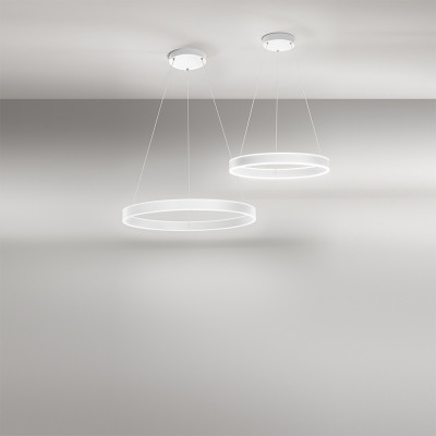 Perenz - Kirko - Lampada a sospensione piccola diffusore rotondo a led e struttura in alluminio - Colore: Bianco - 1 Lampadina Led Integrato 48W - Lumen 3840 - Gradi Kelvin 3000k-4000k-6000k - IP20 - SKU: 6954BCT