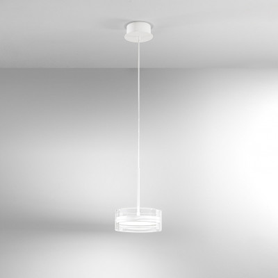 Perenz - Aere - Lampada a sospensione singola a led struttura in metallo diffusore in vetro - Colore: Bianco - 1 Lampadina - Led Integrato - 17W - lumen 748 - Gradi Kelvin 3000k Luce Calda - IP20 - SKU: 8216BLC