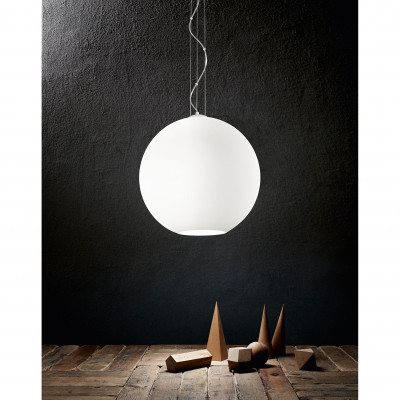 Perenz - Ufo - Lampada a sospensione struttura in metallo diffusore grande in vetro a boccia - Colore: Bianco - 3 Lampadine E27 60W - IP20 - SKU: 8548B