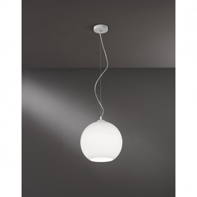 Perenz - Ufo - Lampada a sospensione struttura in metallo diffusore piccolo in vetro a boccia - Colore: Bianco - 1 Lampadina E27 60W - IP20 - SKU: 6476B