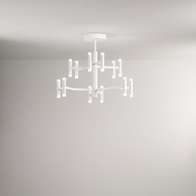 Perenz - Candles - Lampada da soffitto a led struttura in metallo e diffusori in acrilico - Colore: Bianco - 12 Lampadine - Led Integrato - 68W - Lumen 4690 - Gradi Kelvin 3000k Luce Calda - IP20 - SKU: 8270BLC