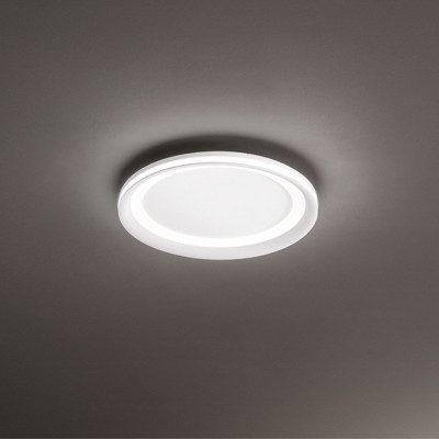 Perenz - Edge - Lampada da soffitto grande a led con struttura in metallo rotonda - Colore: Bianco - 1 Lampadina - Led Integrato - 66W - Lumen 4620 - Gradi Kelvin 3000k Luce Calda - IP20 - SKU: 8198BLC