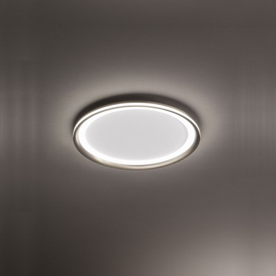 Perenz - Edge - Lampada da soffitto grande a led con struttura in metallo rotonda - Colore: Grigio - 1 Lampadina - Led Integrato - 66W - Lumen 4620 - Gradi Kelvin 3000k Luce Calda - IP20 - SKU: 8198GRLC