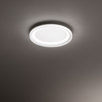 Perenz - Edge - Lampada da soffitto piccola a led con struttura in metallo rotonda - Colore: Bianco - 1 Lampadina - Led Integrato - 38W - Lumen 2060 - Gradi Kelvin 3000k Luce Calda - IP20 - SKU: 8196BLC