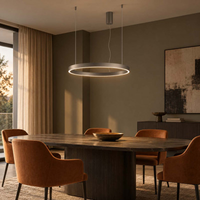 Perenz Etere Lampadario grande con diffusore in alluminio rotondo a led Colore: Grigio