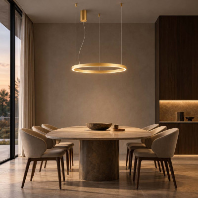 Perenz Etere Lampadario moderno con diffusore a led in alluminio ad anello Colore: Oro