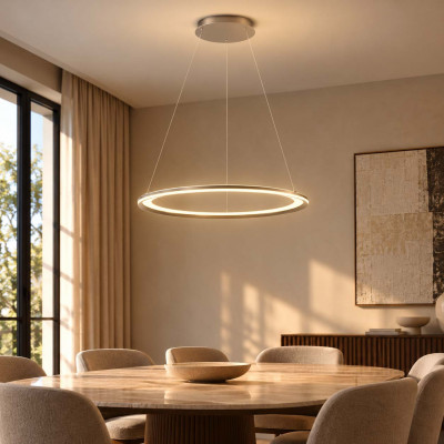 Perenz Edge Lampadario moderno in metallo a led con diffusore ad anello Colore: Grigio