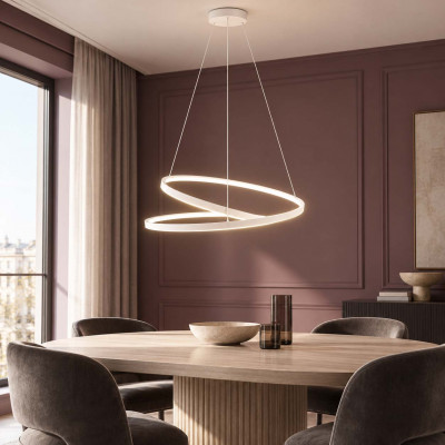 Perenz Ritmo Lampadario moderno in metallo a led e diffusore a spirale Colore: Bianco