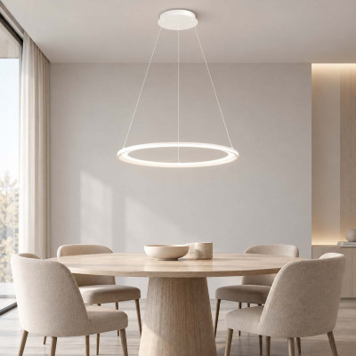 Perenz Edge Lampadario moderno in metallo con diffusore a led ad anello Colore: Bianco