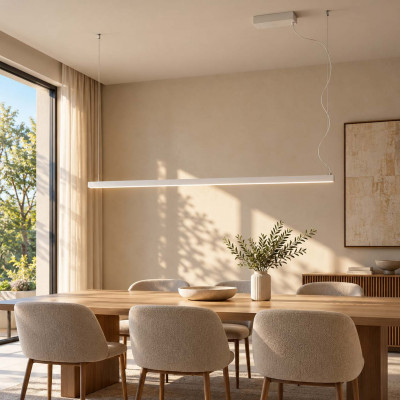 Perenz Link Lampadario moderno in metallo con diffusore led lineare a doppia emissione Colore: Bianco