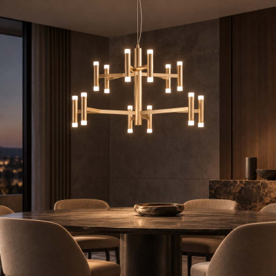 Perenz Candles Lampadario moderno in metallo con diffusori a led a doppia emissione Colore: Oro