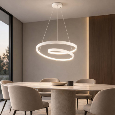Perenz Ritmo Lampadario moderno piccolo a led struttura in metallo e diffusore a spirale Colore: Bianco