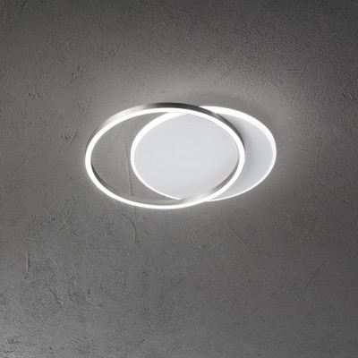 Perenz - Orbit - Plafoniera a led piccola con struttura in metallo dal design moderno - Colore: Bianco/Grigio - 1 Lampadina - Led Integrato - 43W - Lumen 3010 - Gradi Kelvin 3000k Luce Calda - IP20 - SKU: 8194GRLC