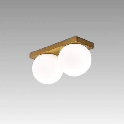 Perenz - Dot - Plafoniera da soffitto moderna in metallo e doppio diffusore a boccia in vetro - 2 Lampadine Led Integrato 8W - Lumen 1633 - Gradi Kelvin 3000k Luce Calda - IP20 - SKU: 8378