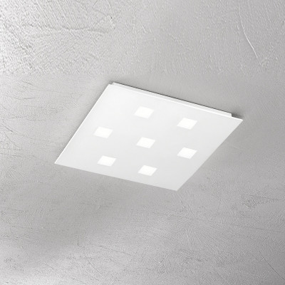 Perenz - Pixel - Plafoniera grande a led con struttura in alluminio quadrata dal design moderno - Colore: Bianco - 7 Lampadine GX53 15W - IP20 - SKU: 8012B