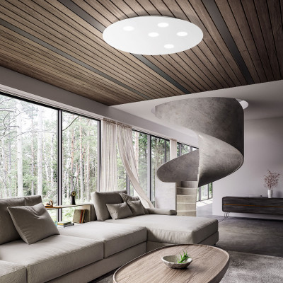 Perenz - Random - Plafoniera grande a led con struttura in alluminio rotonda dal design moderno - Colore: Bianco - 1 Lampadina Led Integrato 45W - Lumen 6160 - Gradi Kelvin 3000k Luce Calda - IP20 - SKU: 8192BLC