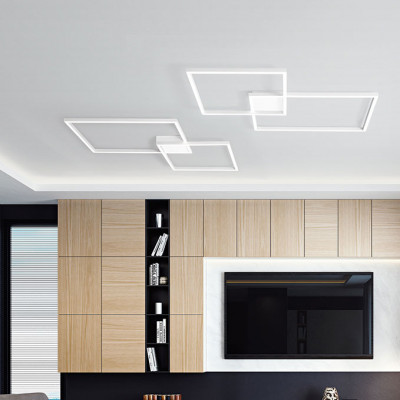 Perenz - Cross - Plafoniera led grande in metallo e diffusore in acrilico dal design moderno - 1 Lampadina Led Integrato 64W - Lumen 4800 - Gradi Kelvin 3000k-4000k-6000k - IP20 - SKU: 6596