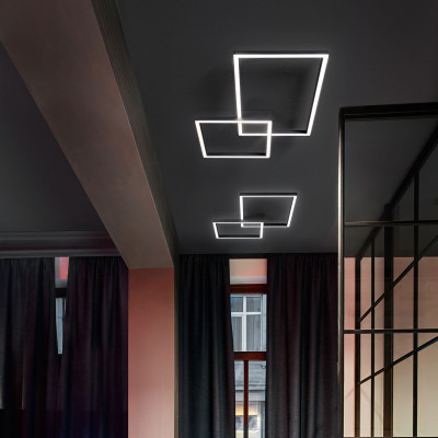 Perenz - Cross - Plafoniera led media in metallo e diffusore in acrilico dal design moderno - 1 Lampadina Led Integrato 45W - Lumen 3350 - Gradi Kelvin 3000k-4000k-6000k - IP20 - SKU: 6595