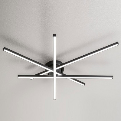 Perenz - Syncro - Plafoniera led media in metallo e diffusore in acrilico dal design moderno - Colore: Nero - 1 Lampadina - Led Integrato - 58W - Lumen 4060 - Gradi Kelvin 3000k-4000k-6000k - IP20 - SKU: 8048NCTD