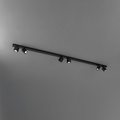 Perenz - Oddy - Plafoniera lunga in alluminio con faretti orientabili quadrati - Colore: Nero - 6 Lampadine - GU10 - 50W - IP20 - SKU: 8171N