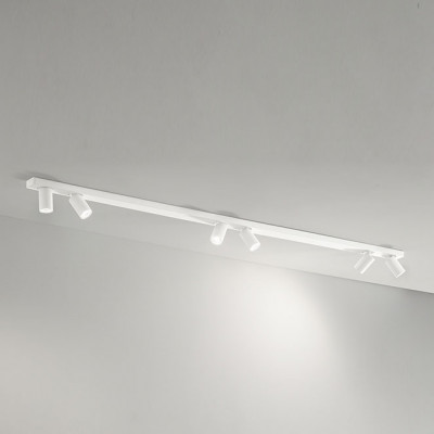 Perenz - Oddy - Plafoniera lunga in alluminio con faretti orientabili rotondi - Colore: Bianco - 6 Lampadine - GU10 - 50W - IP20 - SKU: 8175B
