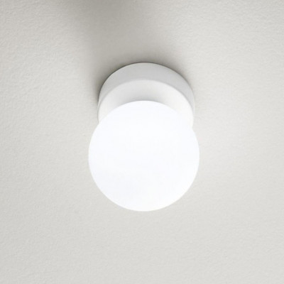 Perenz - Maga - Plafoniera moderna con struttura in metallo e diffusore a bocia in vetro - Colore: Bianco - 1 Lampadina - E14 - 40W - SKU: 8072B