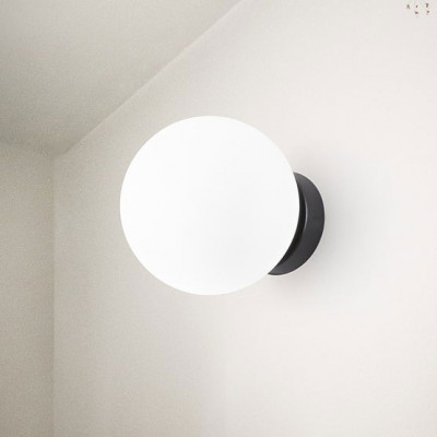 Perenz - Maga - Plafoniera moderna con struttura in metallo e diffusore a bocia in vetro - Colore: Nero - 1 Lampadina - E14 - 40W - SKU: 8072N