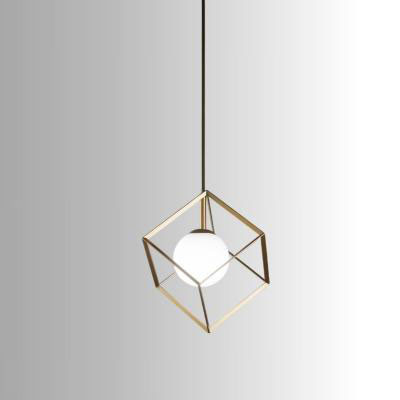 Perenz - Cube - Sospensione in stile moderno con altezza regolabile in metallo verniciato - Colore: Oro - 1 Lampadina - E27 - 40W - SKU: 6693OR
