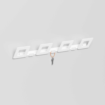 Pezzani - Hang - Appendiabiti da parete lineare in stile moderno con 4 ganci - Colore: Bianco - SKU: 0/324#BS