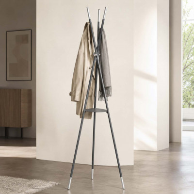 Pezzani - Stilo - Appendiabiti da terra per ingresso dal design originale con treppiede in acciaio - Colore: Grigio Ardesia - SKU: 0/304#AS