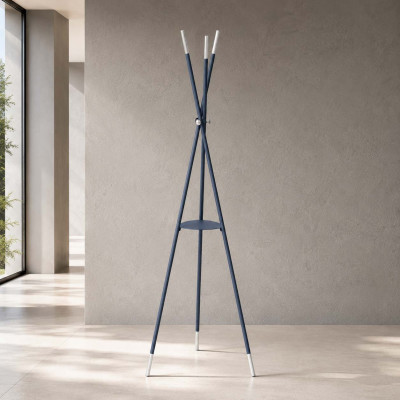 Pezzani - Stilo - Appendiabiti di design da terra per ingresso con treppiede in acciaio - Colore: Blu - SKU: 0/304#US