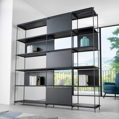 Pezzani - Musa - Libreria alta componibile moderna in acciaio con varie scaffalature a vista - SKU: 0/71.COMP-31