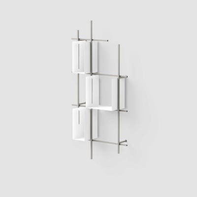 Pezzani - Libra - Libreria da parete con struttura e contenitori in acciaio dal design moderno - Colore: Grigio Tortora - SKU: 0/72-4.COMP-1#TS