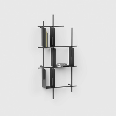 Pezzani - Libra - Libreria da parete con struttura e contenitori in acciaio dal design moderno - SKU: 0/72-4.COMP-1
